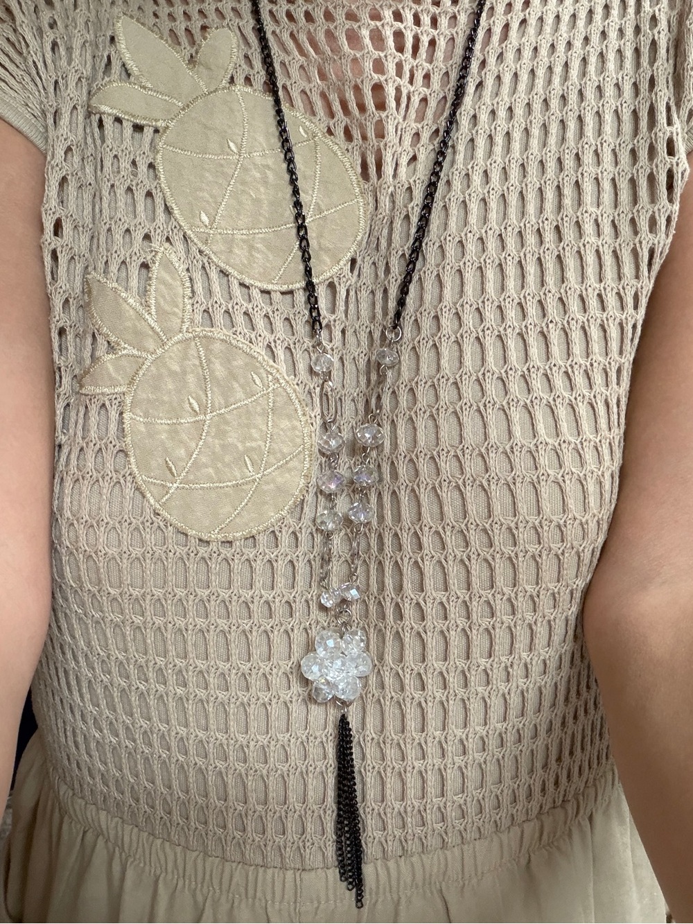 Vintage Sparkly Crystal Tassel Necklace Y2K Fairycore Statement Pendant
